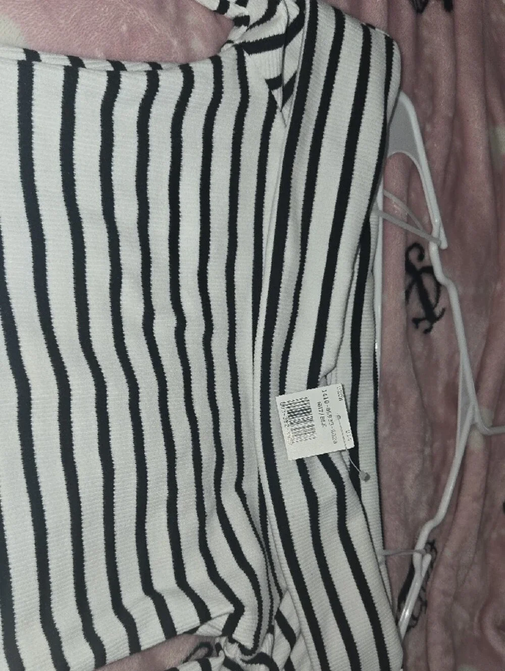 NWT Black and White Striped Off-the-Shoulder Long Sleeve STRETCHY Dress